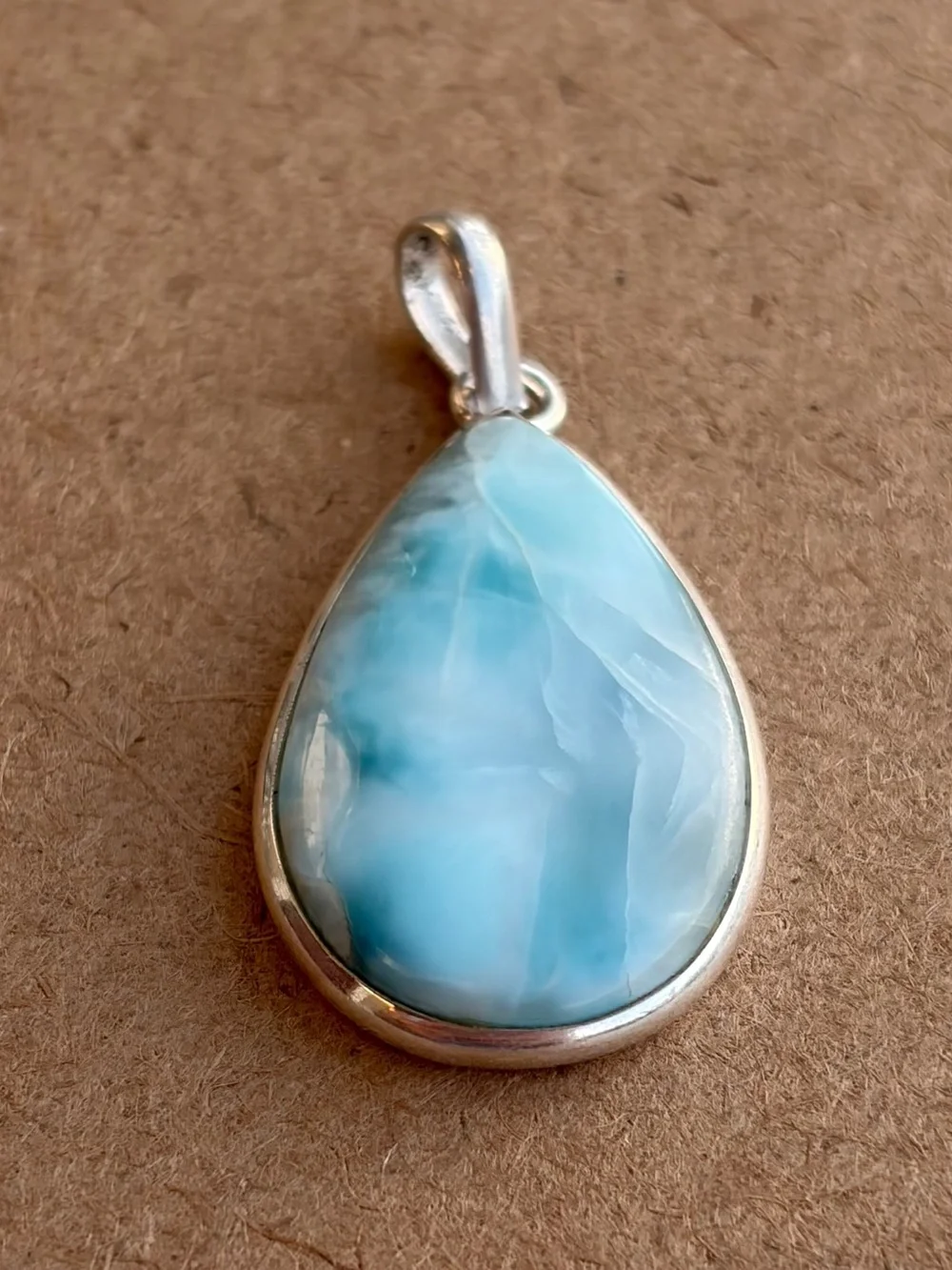 925 Sterling Silver Teardrop Larimar Pendant
